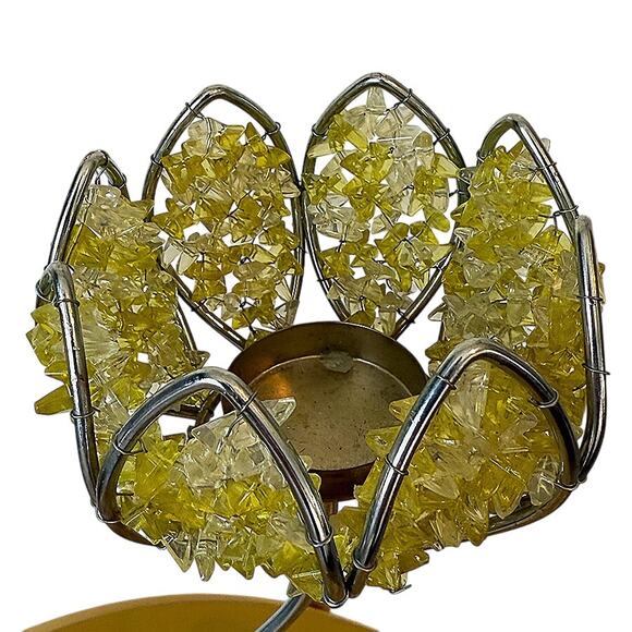 4-Piece Set Lotus Flower Votive Candle Holders Beaded Yellow Silver Unique - Picture 9 of 12